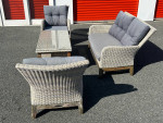 Gorgeous Broyhill Rattan Conversation Set Sofa, 2 Oversized Chairs, Co