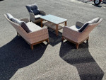 Gorgeous Broyhill Rattan Conversation Set Sofa, 2 Oversized Chairs, Co