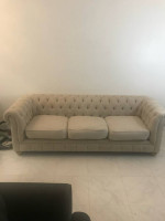 Beige/light gray luxury tufted sofa couch