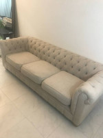 Beige/light gray luxury tufted sofa couch