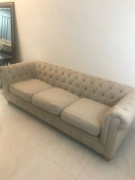 Beige/light gray luxury tufted sofa couch