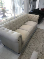 Beige Tufted Sofa Couch in Excellent Condition