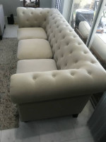 Beige Tufted Sofa Couch in Excellent Condition