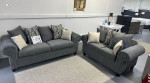 Gray Pholstered Nailhead Sofa Loveseat