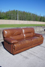 Brown Leather Power Recliner Sofa