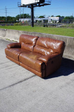 Brown Leather Power Recliner Sofa