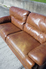Brown Leather Power Recliner Sofa