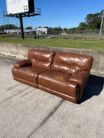 Brown Leather Power Recliner Sofa