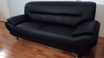 Brand new real black leather sofa
