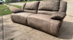 Modern contemporary micro suede reclining sofa couch by Ashley signature series