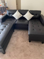 Brand New Espresso Color Bonded Leather Sectional Sofa +Ottoman