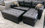 Brand New Espresso Color Bonded Leather Sectional Sofa +Ottoman