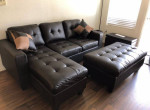 Brand New Espresso Color Bonded Leather Sectional Sofa +Ottoman
