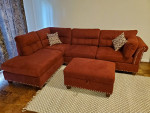 Brand New Red Velvet Like Sectional Sofa +Storage Ottoman