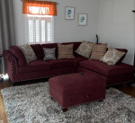 Brand New Red Velvet Like Sectional Sofa +Storage Ottoman