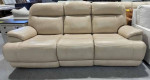 Zero Gravity Leather Power Reclining Sofa with Power Headrests, Ivory
