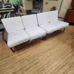 Mid-Century Modern 2 Piece Slatted Walnut Sofa