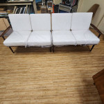 Mid-Century Modern 2 Piece Slatted Walnut Sofa