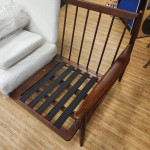 Mid-Century Modern 2 Piece Slatted Walnut Sofa