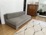 CB2 Piazza Sleeper Couch Sofa Velvet Grey 82"in MCM Mid Century Design