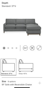 PRICE REDUCED! Room & Board sofa with reversible chaise