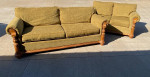 Broyhill Couch Sofa Loveseat Set Green with Wood Trim