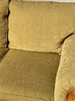 Broyhill Couch Sofa Loveseat Set Green with Wood Trim