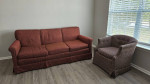 3 seater and 1 seater sofa, L shaped computer desk and lamps for sale