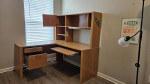 3 seater and 1 seater sofa, L shaped computer desk and lamps for sale