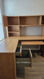 3 seater and 1 seater sofa, L shaped computer desk and lamps for sale