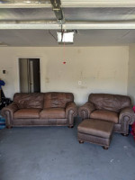 Lane Nubuck leather sofa, oversized chair and ottoman set