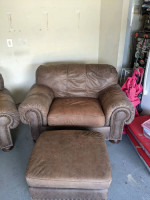 Lane Nubuck leather sofa, oversized chair and ottoman set