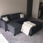 Brand New Grey Linen Sectional Sofa Couch +Ottoman (New In Box)