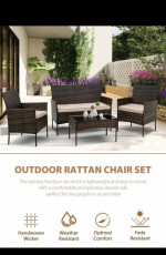 4 Pieces Patio Set Outdoor Chair Sofa Garden Conversation