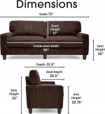 Serta Palisades Upholstered Sofa 73” for Living Room Modern Design Cou