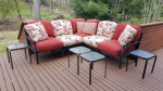 Outdoor modular iron patio sectional sofa loveseat tables cushions