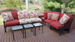 Outdoor modular iron patio sectional sofa loveseat tables cushions