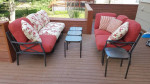 Outdoor modular iron patio sectional sofa loveseat tables cushions