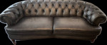 Gray Real Leather Club Sofa