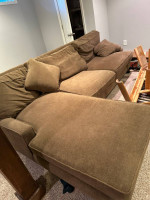 Sofa with lounge seat (olive fabric)