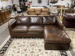 Crate and Barrel Barrett II Right-Arm Leather Lounger Sectional Sofa