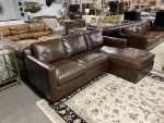 Crate and Barrel Barrett II Right-Arm Leather Lounger Sectional Sofa