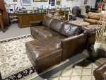 Crate and Barrel Barrett II Right-Arm Leather Lounger Sectional Sofa
