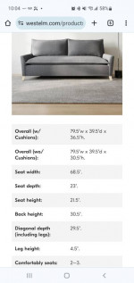 USED West Elm Bliss sofa