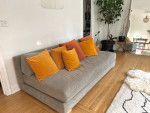 CB2 Piazza Sleeper Couch Sofa Velvet Grey MCM Mid Century Design 82"