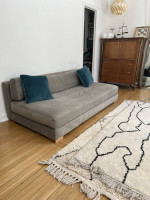 CB2 Piazza Sleeper Couch Sofa Velvet Grey MCM Mid Century Design 82"