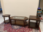 BEAUTIFUL REAL WOOD COFFEE AND SOFA END TABLES 3 PIECE SET