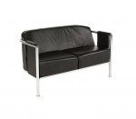 RARE Zeus Noto Black Leather Fedra Double Sofa Maurizio Peregalli