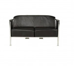 RARE Zeus Noto Black Leather Fedra Double Sofa Maurizio Peregalli