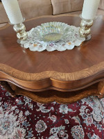 2pc. cherry wood coffee table cocktail sofa side end stand den livingroom family